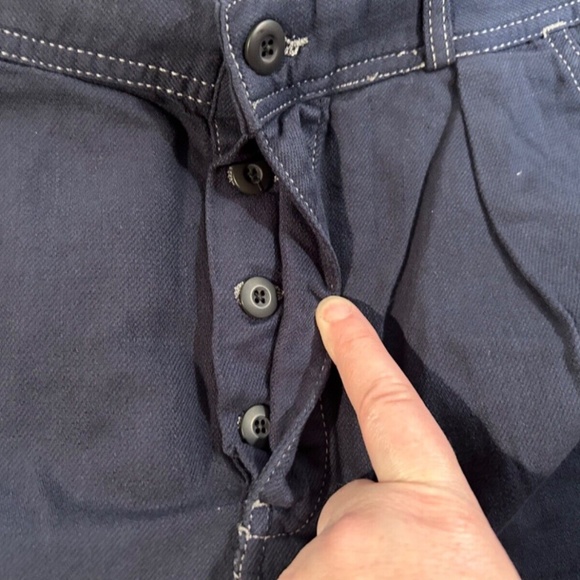 Sandrine Rose X Free People Blue/Blk French Worker Pant Pinstripe Patch Size 29 - Picture 9 of 14